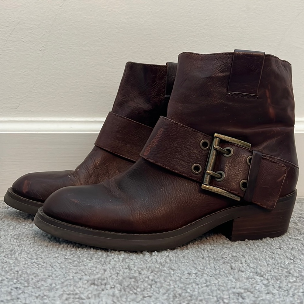 Nine West Brown buckle ankle boot